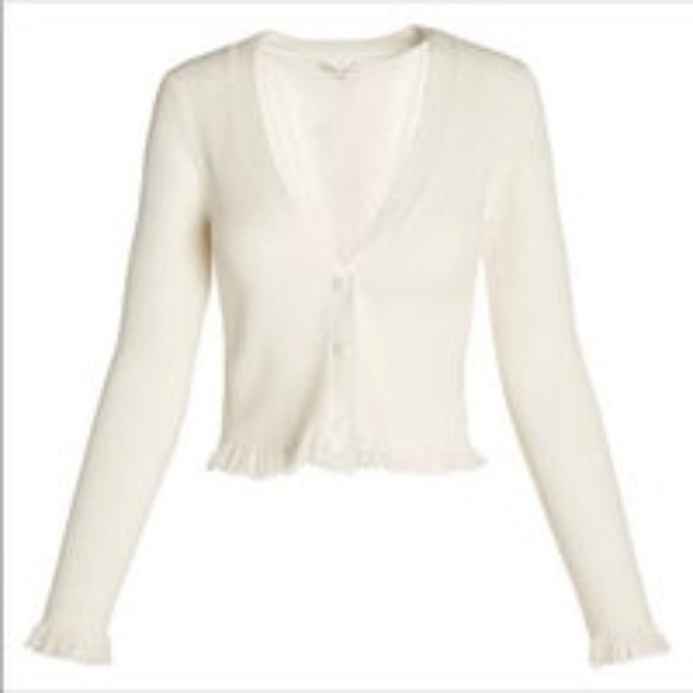 For Love and Lemons Nina Ribbed Cropped Cardigan Size S